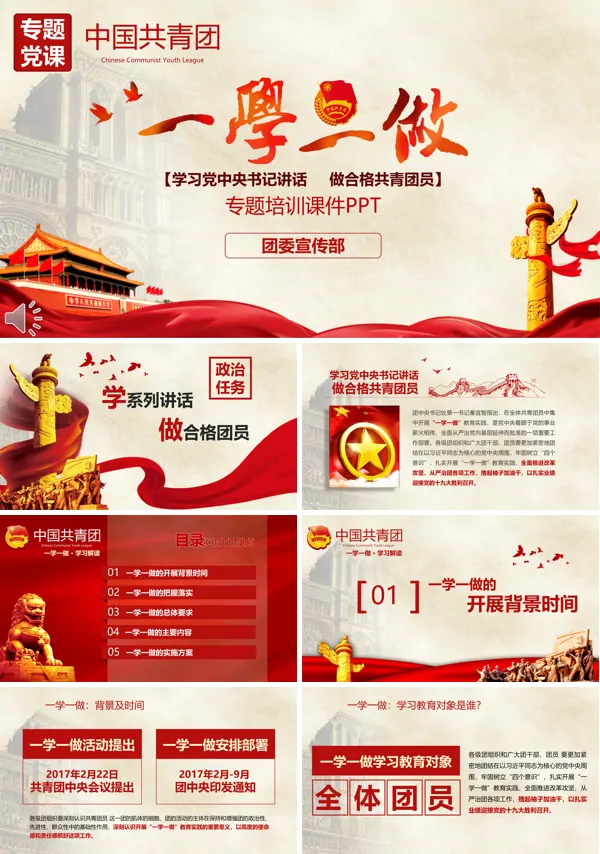 一学一做专题培训做合格团员PPT模板