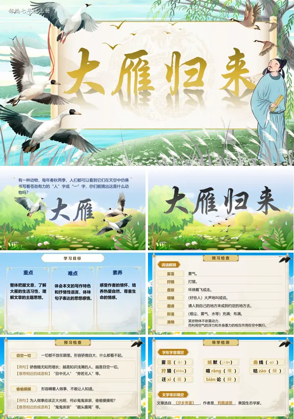 部编语文七年级上册19课大雁归来PPT课件含教案