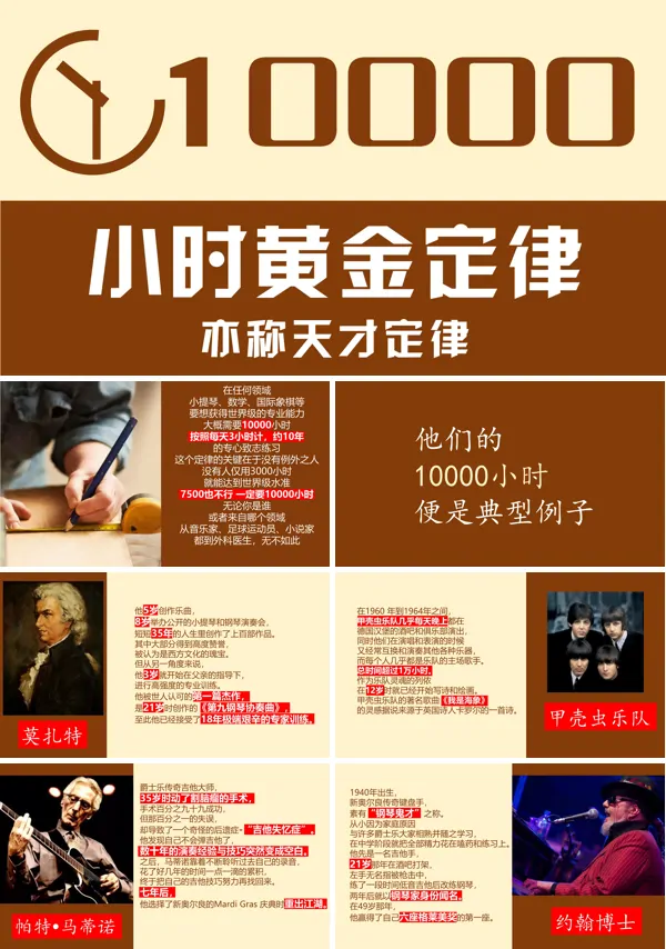 一万小时黄金定律勤奋主题班会PPT课件
