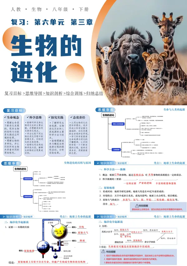 第三章《生物的進化》八年級下冊人教 生物六單元ppt復(fù)習(xí)課件（知識清單）