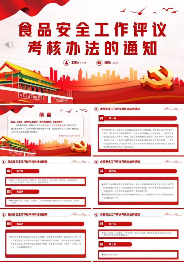 食品安全工作评议考核办法的通知PPT专题党课