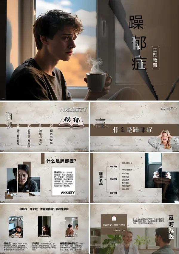 躁郁症介绍PPT模板含讲稿