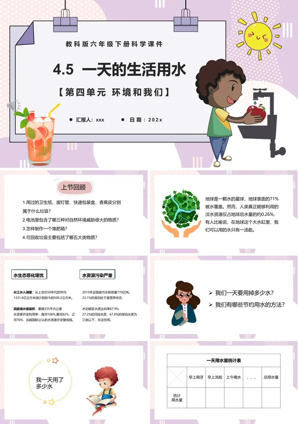 教科版六年级科学下册一天的生活用水课件PPT