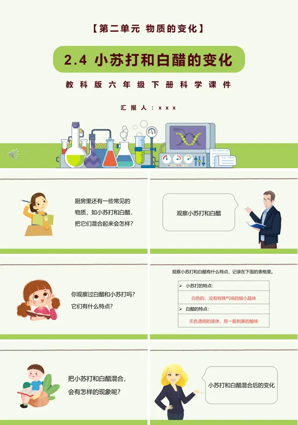 教科版六年级科学下册小苏打和白醋的变化课件PPT