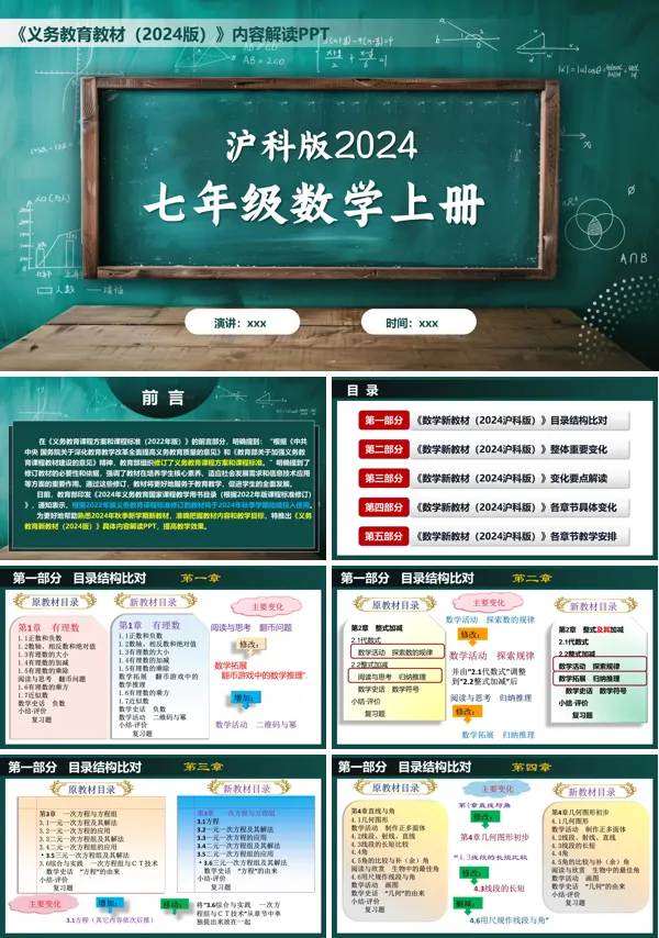 七年级数学上册(沪科版2024)-【新教材解读】义务教育教材内容解读课件PPT模板含讲稿