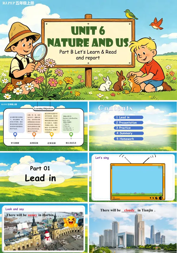 五年级英语上册人教PEP Unit 6 第5课时 Part B Let’s learn&Read and report ppt课件(教案)