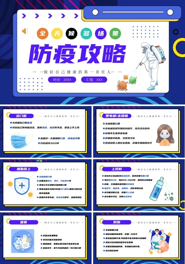 2023全天候多场景防疫攻略PPT动态模板