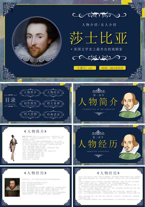世界知名作家名人莎士比亚人物介绍PPT课件含讲稿