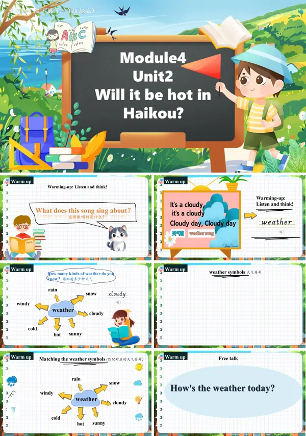 外研四年级英语下册Module4Unit2 Will it be hot in HaikouPPT课件含教案