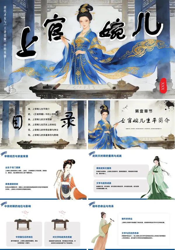 唐代才女上官婉儿人物生平介绍PPT含讲稿