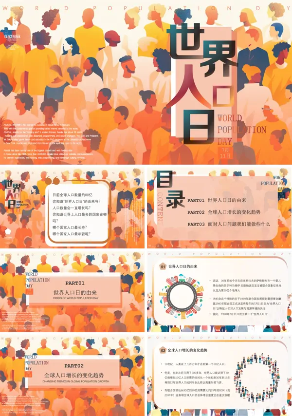 世界人口日知识介绍PPT课件免费下载