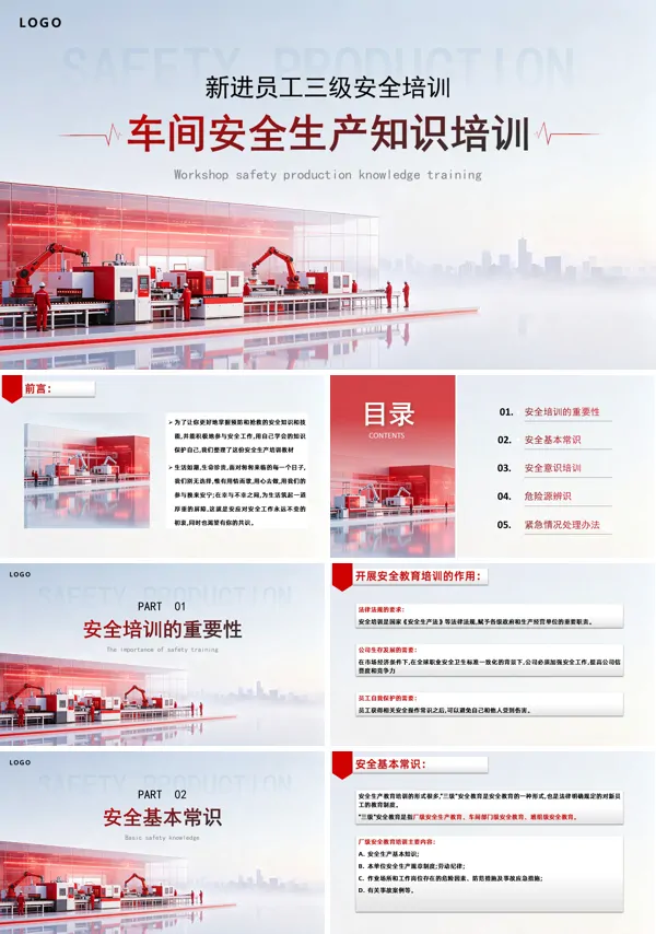 新员工入场三级安全教育PPT培训含讲稿