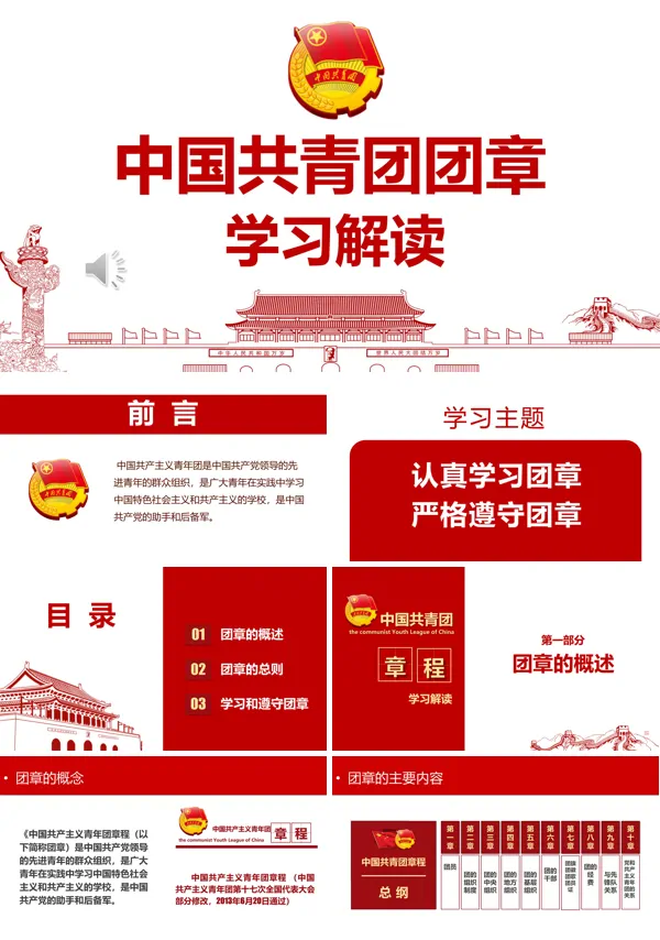 学习解读中国共青团团章PPT