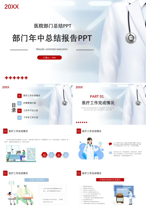 医疗行业年中工作总结汇报ppt模板