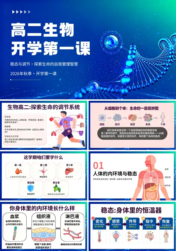 高二上学期生物人教选择性必修开学第一课同步课程PPT课件(含讲稿)