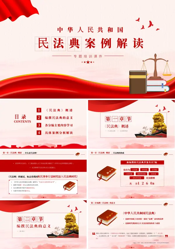 中华人民共和国民法典案例解读培训的PPT课件模板