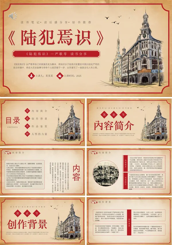 陆犯焉识读书分享好书推荐PPT动态模板
