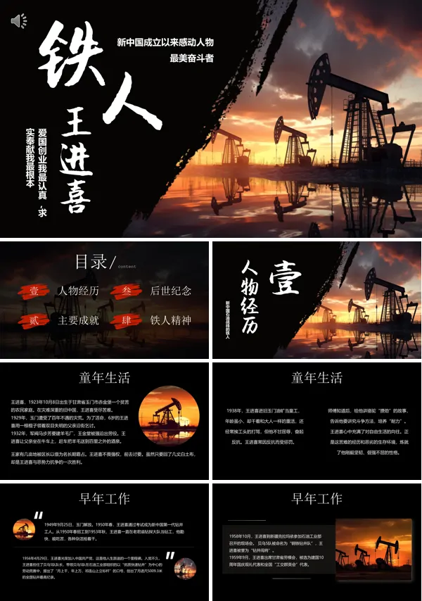 铁人王进喜人物简介PPT课件