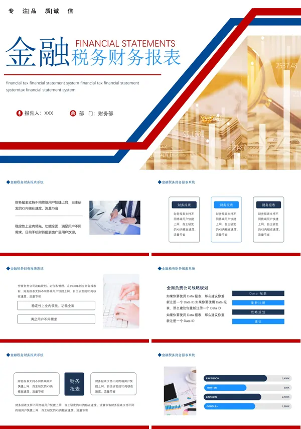 金融税务财务报表PPT