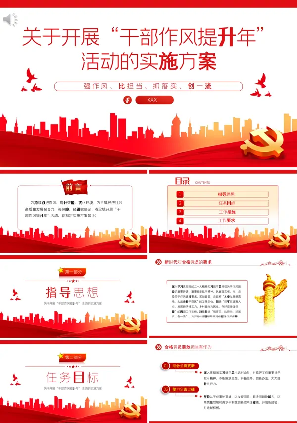 关于开展“干部作风提升年”活动的实施方案PPT专题党课