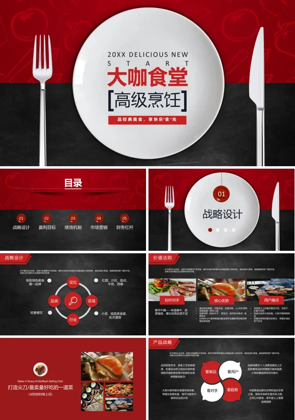 大咖食堂高级烹饪招商ppt动态模板
