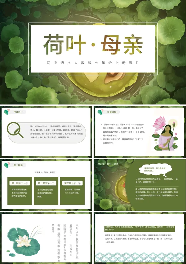 初中语文人教版七年级上册《荷叶母亲》PPT下载课件