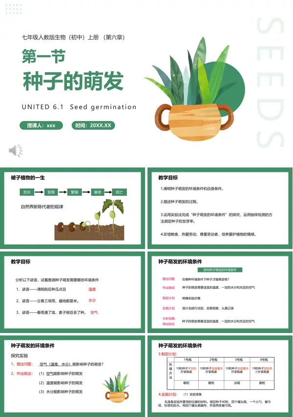 种子的萌发课件PPT模板