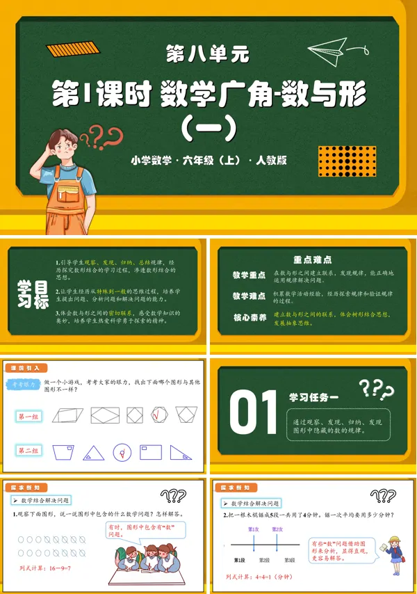 人教版六年级数学上册第八单元第01课时数学广角数与形(一)PPT课件含教案
