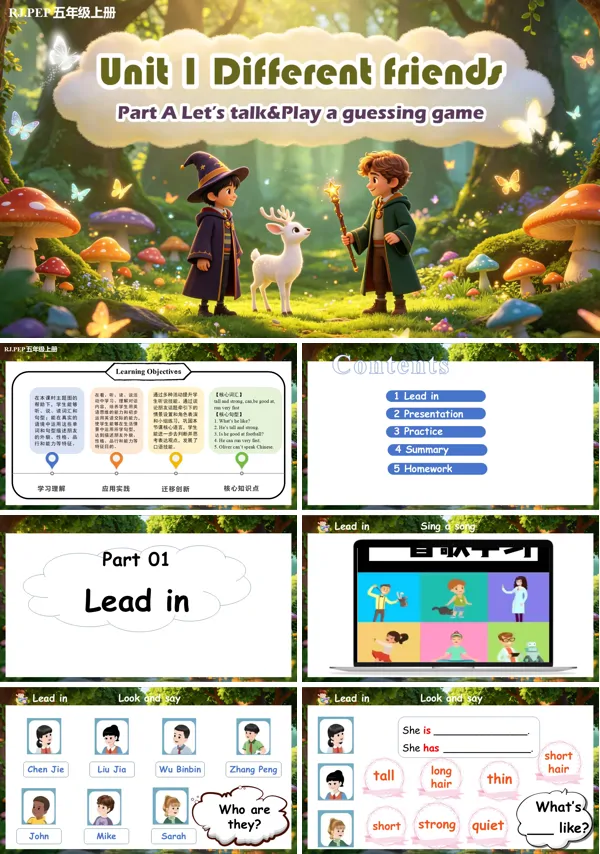 Unit 1 第1课时《Part A Let’s talk&Play a guessing game》五年级英语上册人教PEP ppt课件(教案)