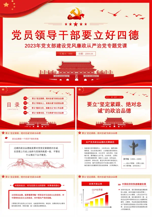 党员领导干部要立好四德政治品德PPT专题党课