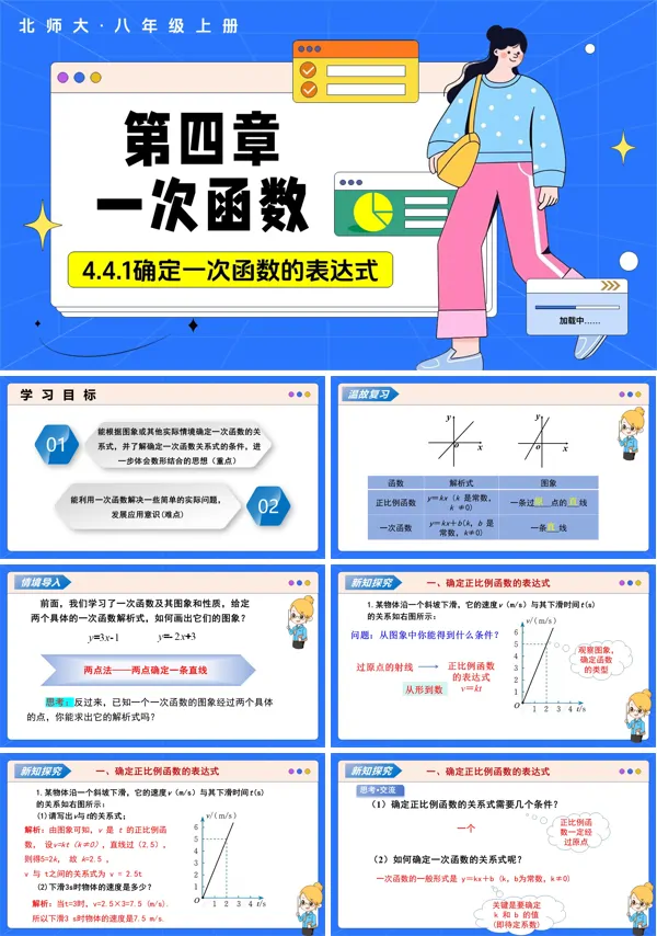 数学北师大八年级上册第四章 4.4一次函数的应用(第1课时确定一次函数的表达式)(教学课件)ppt课件含教案