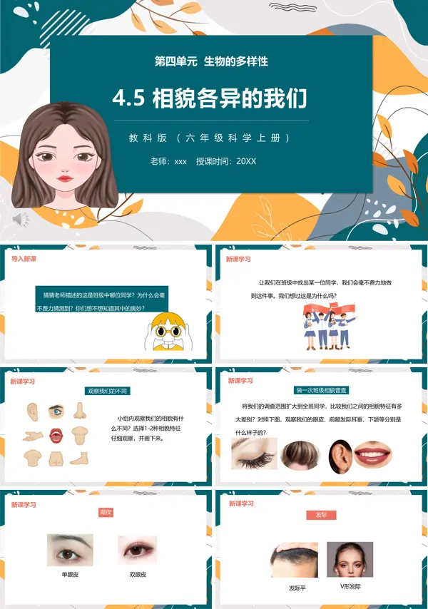 教科版六年级科学上册相貌各异的我们PPT课件