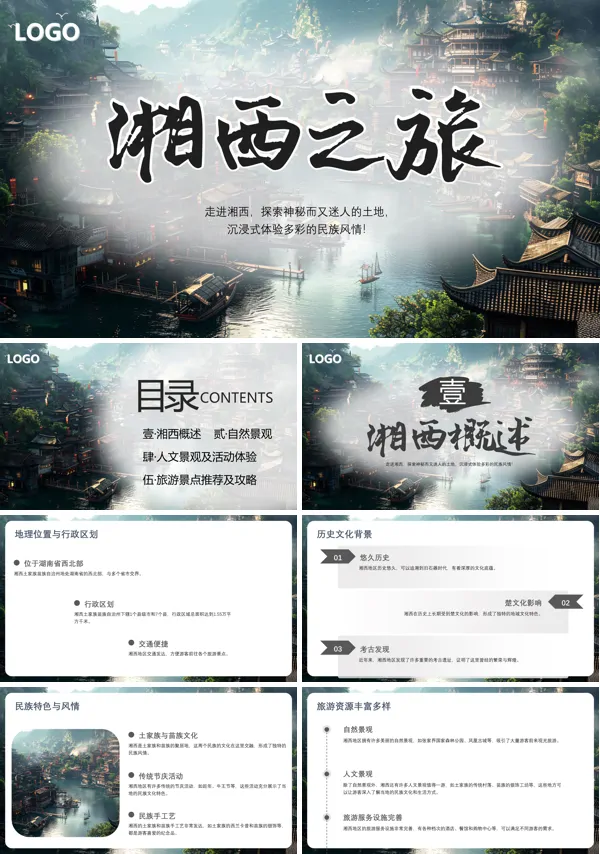 湖南之神秘湘西PPT模板