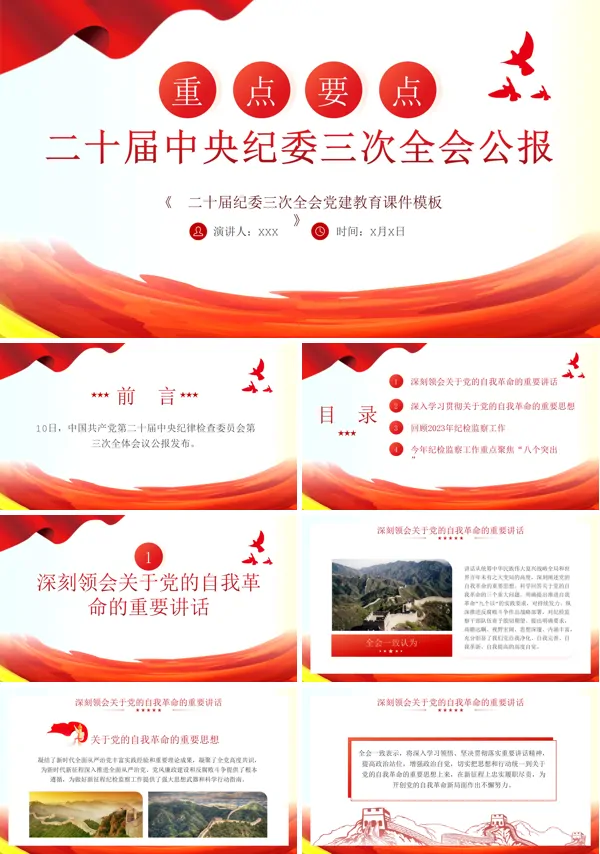 二十届中央纪委三次全会公报PPT专题课件