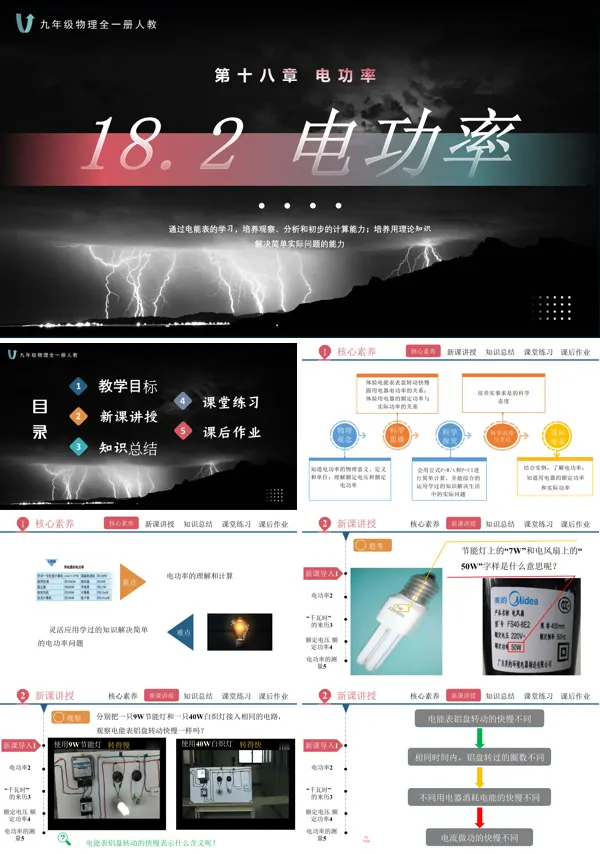 人教九年级物理全一册18.2电功率PPT课件含教案