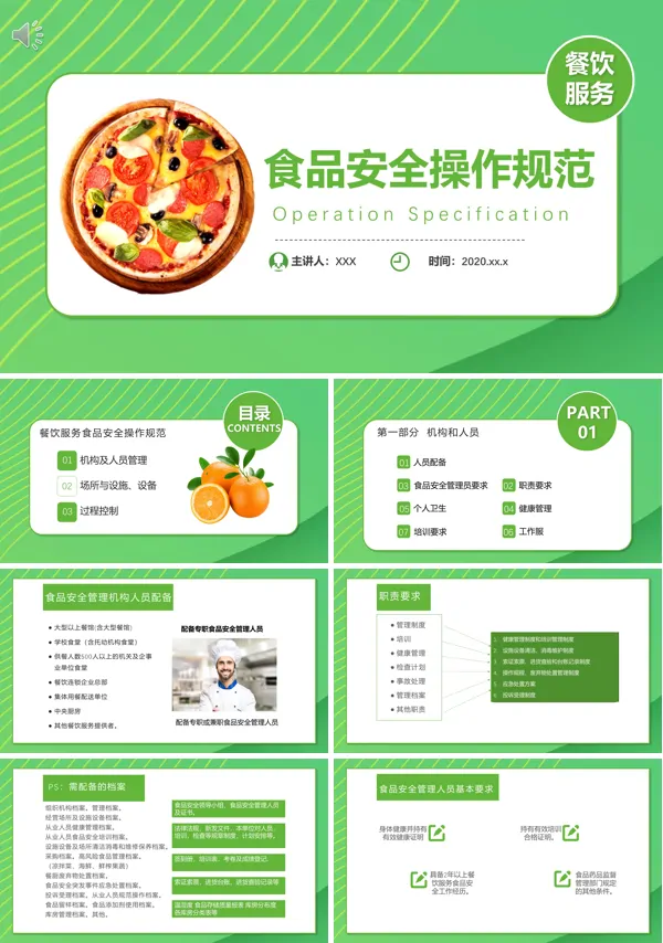 餐饮服务食品安全操作规范培训PPT模板