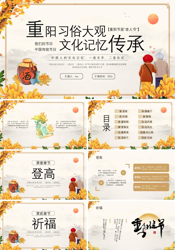 重阳节习俗来历分享PPT含讲稿