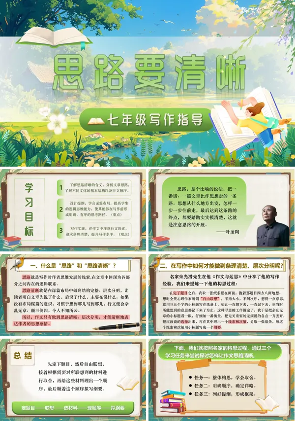 部编语文七年级上册写作:思路要清晰PPT课件含教案