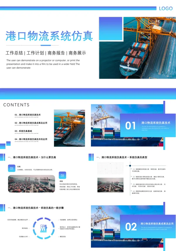 港口物流系统仿真介绍总结汇报动态PPT模板下载