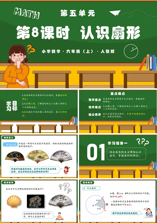 人教版六年级数学上册第五单元第08课时认识扇形PPT课件含教案