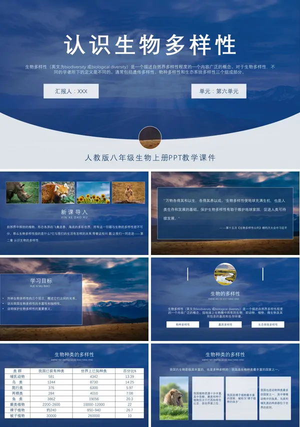 人教版八年级初二上册生物《认识生物的多样性》PPT课件