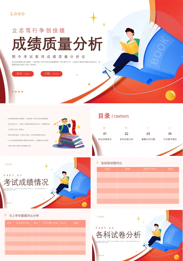 教师成绩分析会成绩质量分析PPT