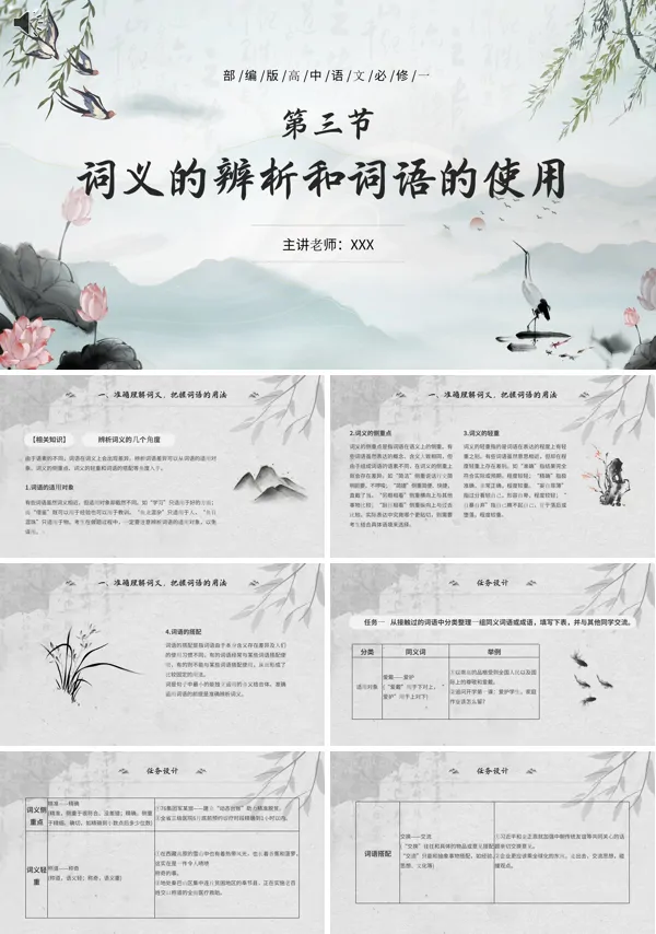 高中语文必修一词义的辨析和词语使用PPT课件