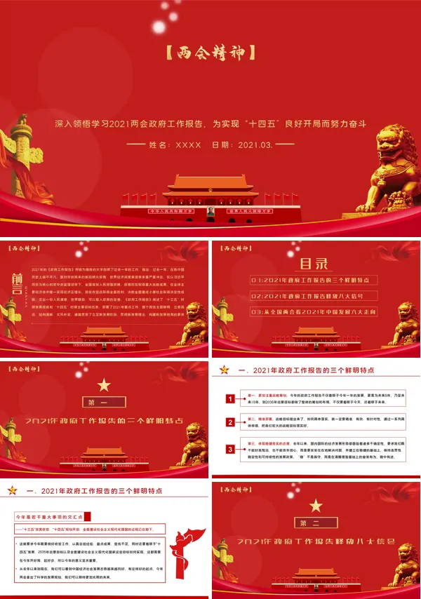 2021年全国两会政府工作报告学习解读PPT