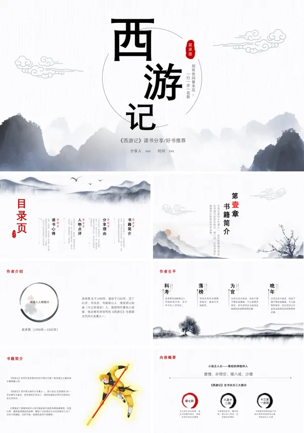 西游记阅读读后感好书分享PPT下载课件
