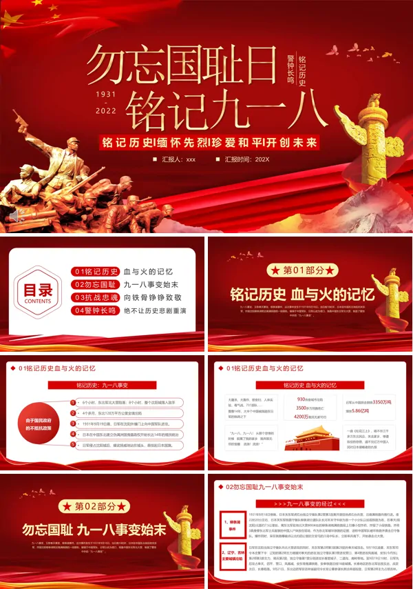 勿忘国耻日铭记九一八PPT历史课件