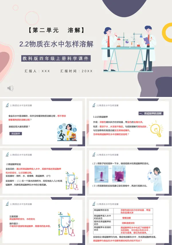 四年级科学上册物质在水中怎么样溶解课件PPT模板