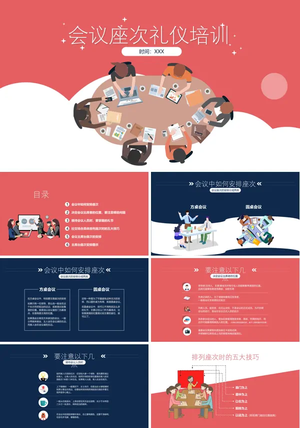 会议座次礼仪培训课件PPT模板