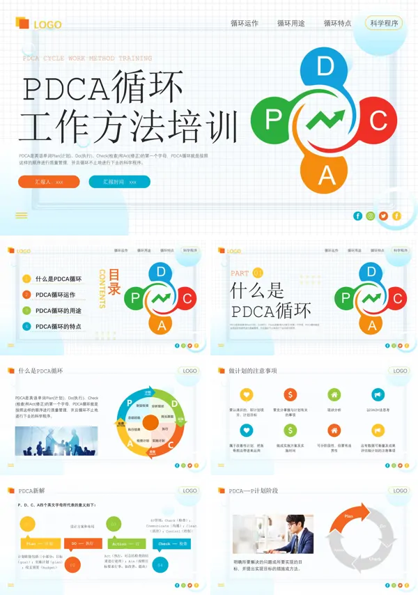 pdca循环工作方法培训课件PPT模板