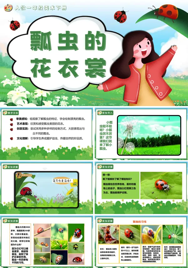 人教美术一年级下册瓢虫的花衣裳PPT课件含教案